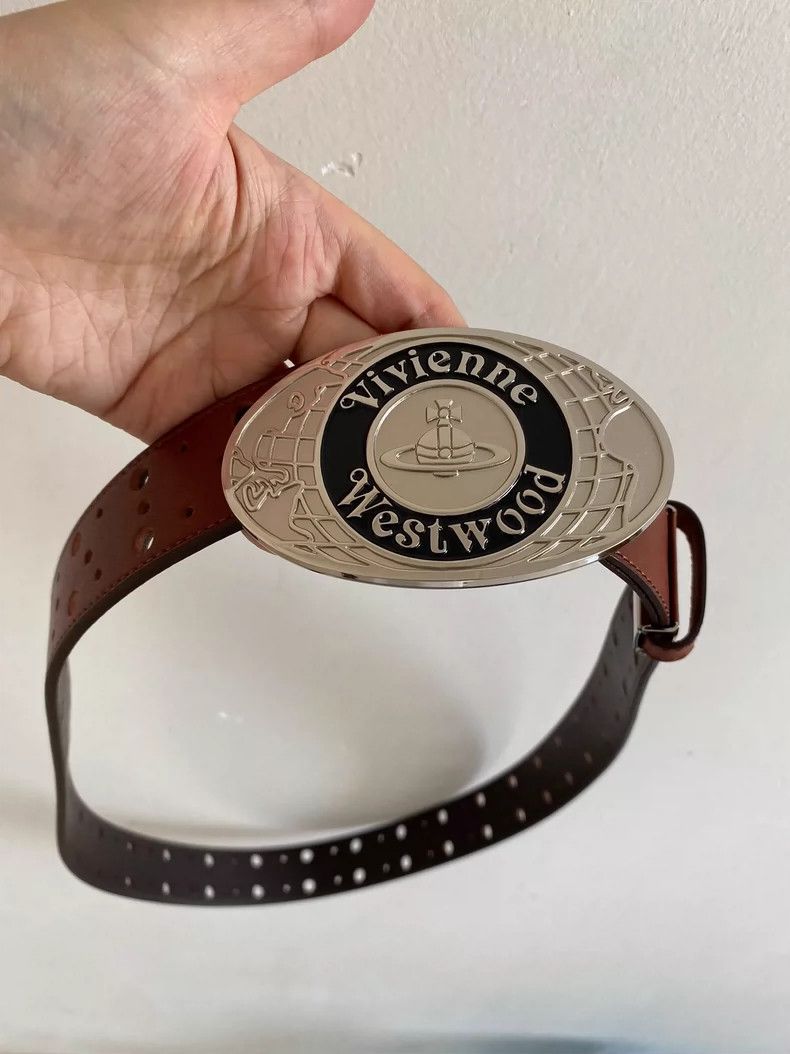 Vivienne Westwood Vivienne Westwood Carved Earth Belt Brown Leather Belt Size ONE SIZE - 4 Thumbnail