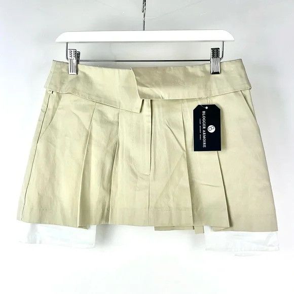 image of Lioness Beige Pleated Utility Mini Skirt, Women's (Size 26)