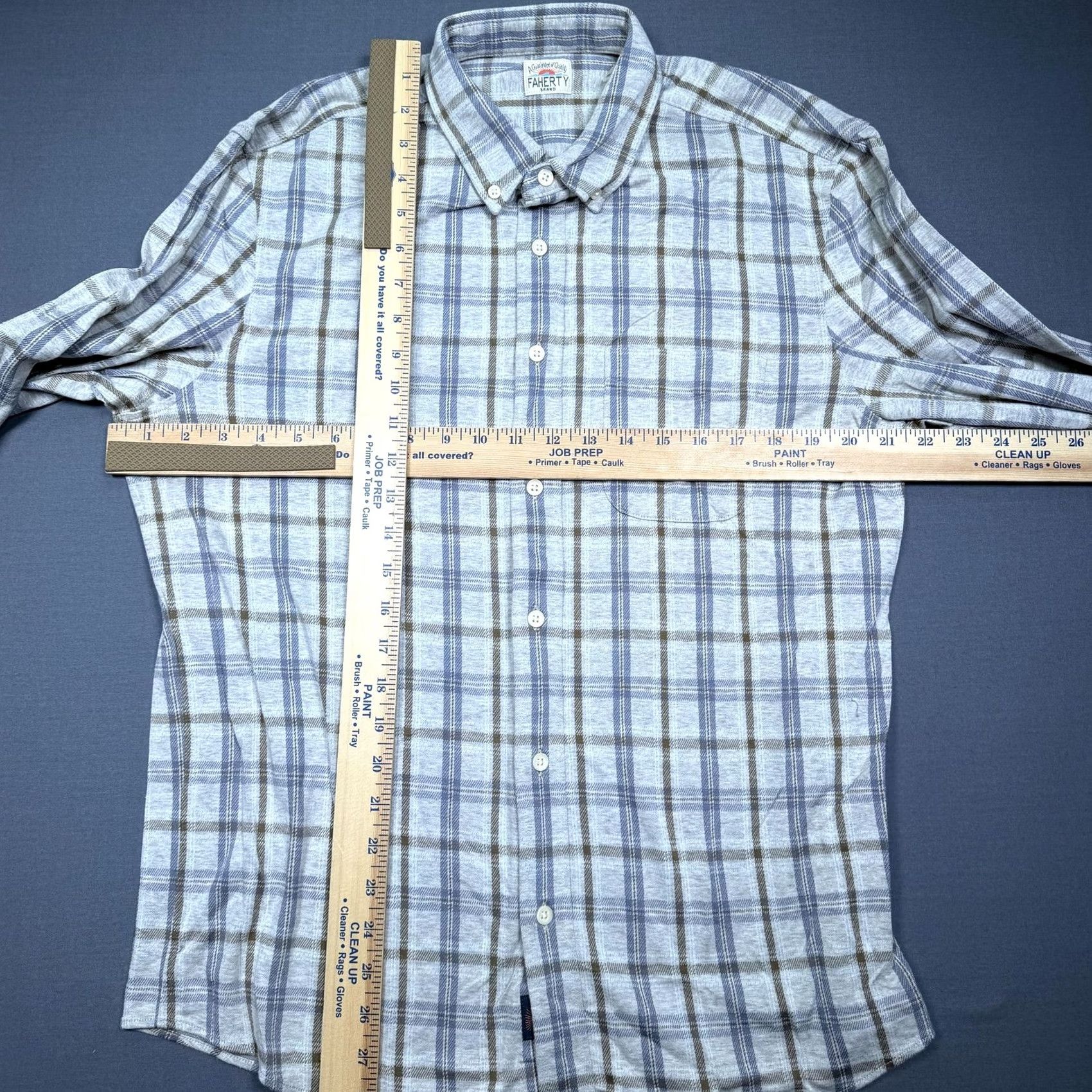 Faherty Faherty Shirt Mens Large Gray Plaid Long Sleeve Button-Up Flannel Supima Cotton Size US L / EU 52-54 / 3 - 3 Thumbnail