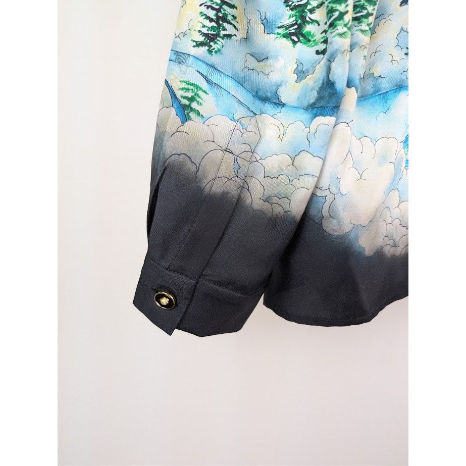 Casablanca o1rshd1 Cuban Collar Long Sleeve Shirt in Ski Lake Size US L / EU 52-54 / 3 - 13 Thumbnail