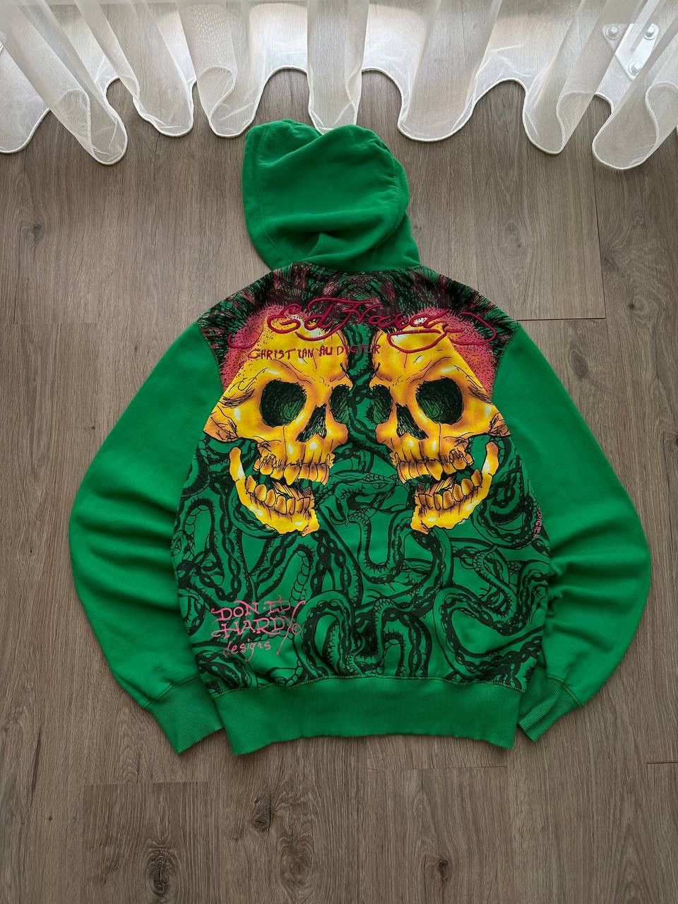 Christian Audigier × Ed Hardy × Vintage Vintage Ed Hardy Christian Audigier Green Hoodie Size US S / EU 44-46 / 1 - 18 Thumbnail