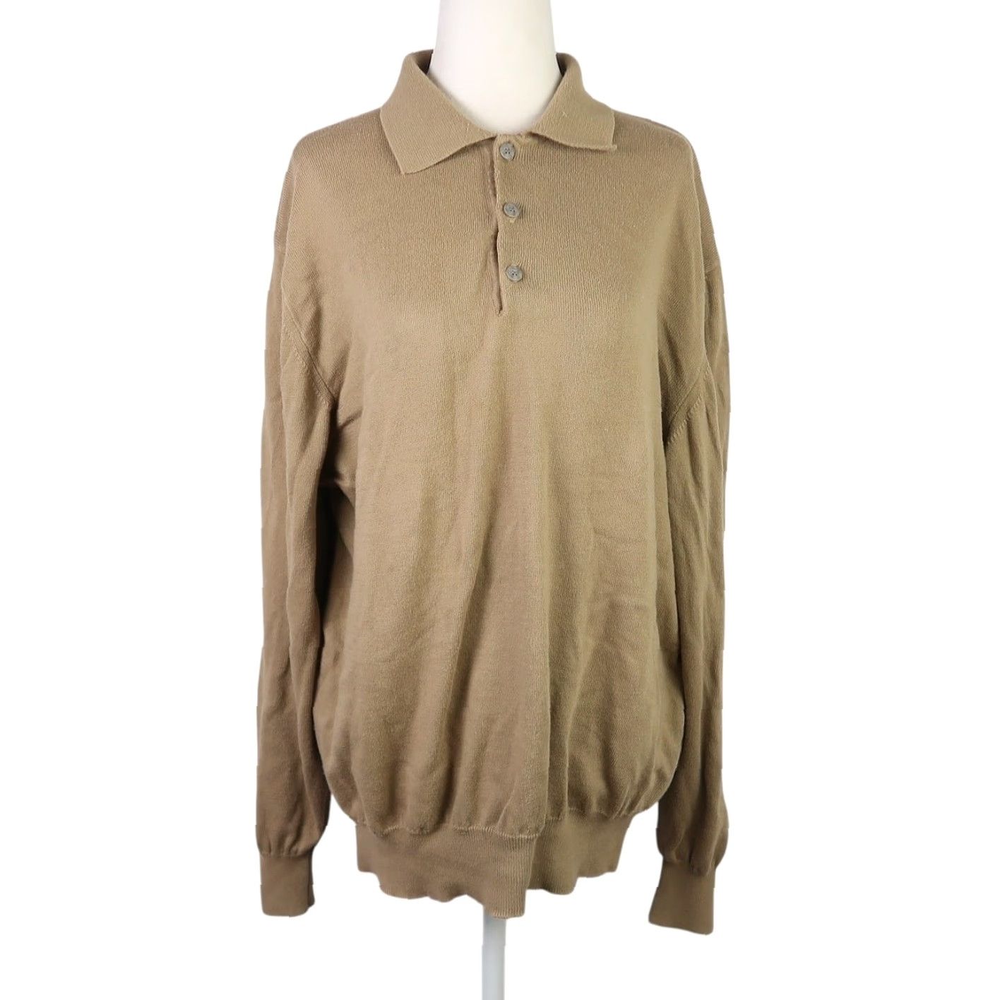 Pronto Uomo VINTAGE 90s Pronto Uomo tan cotton knit polo henley sweater Mens M Size US M / EU 48-50 / 2 - 2 Thumbnail