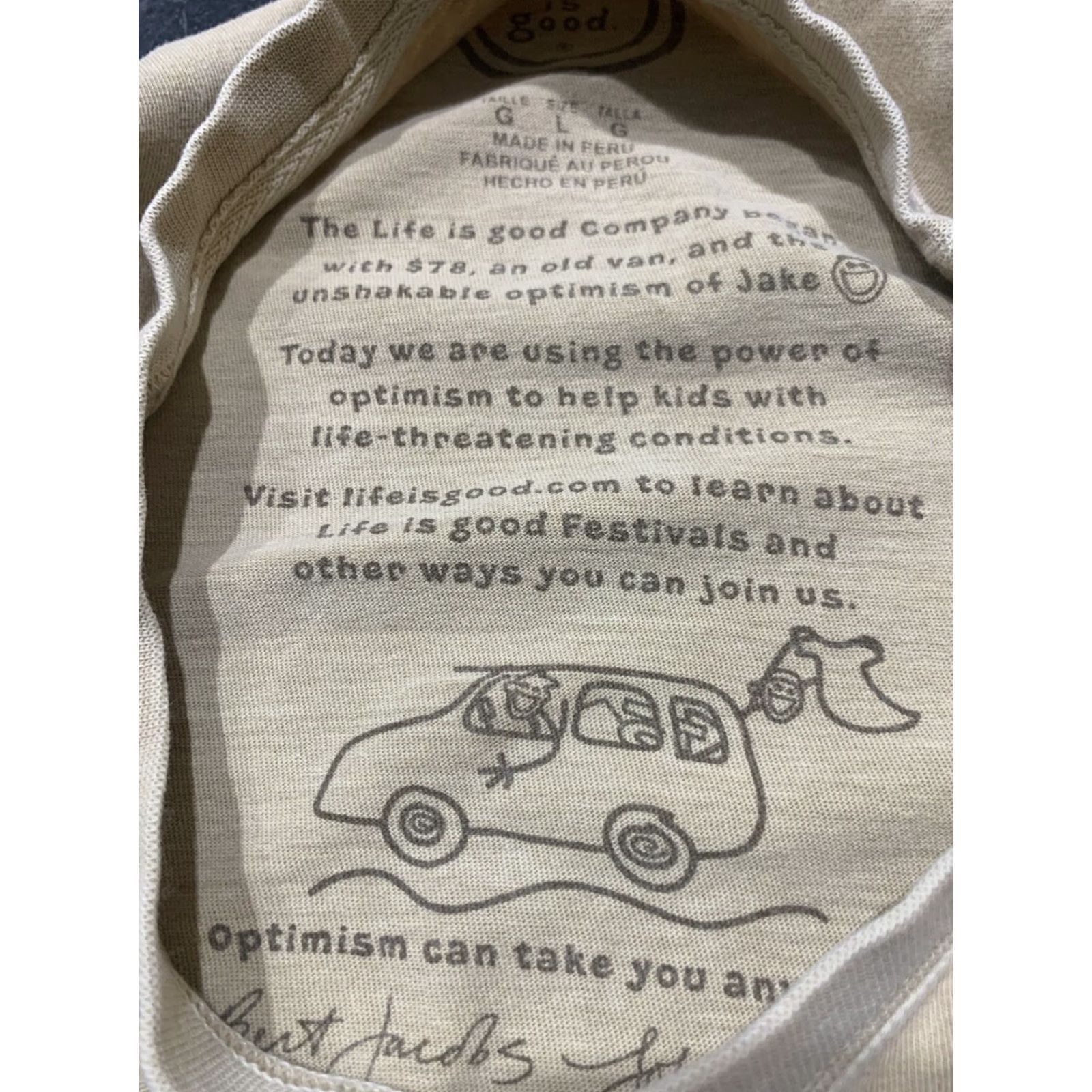 Life is Good Life is Good Men’s T-Shirt Large Nature Graphic Print Short Sleeve Crew Neck Cotton Beige Size US L / EU 52-54 / 3 - 2 Thumbnail