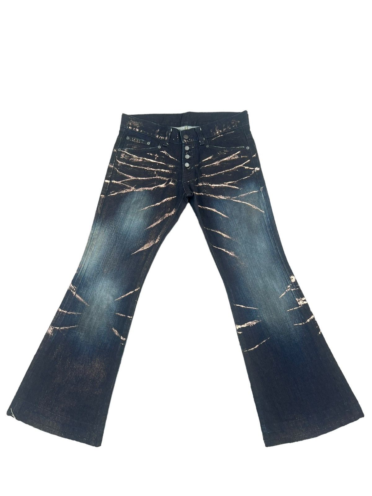 Tornado Mart Vintage Tornado Mart Japan Waxed Denim Flare Jeans Size US 31 - 1 Thumbnail