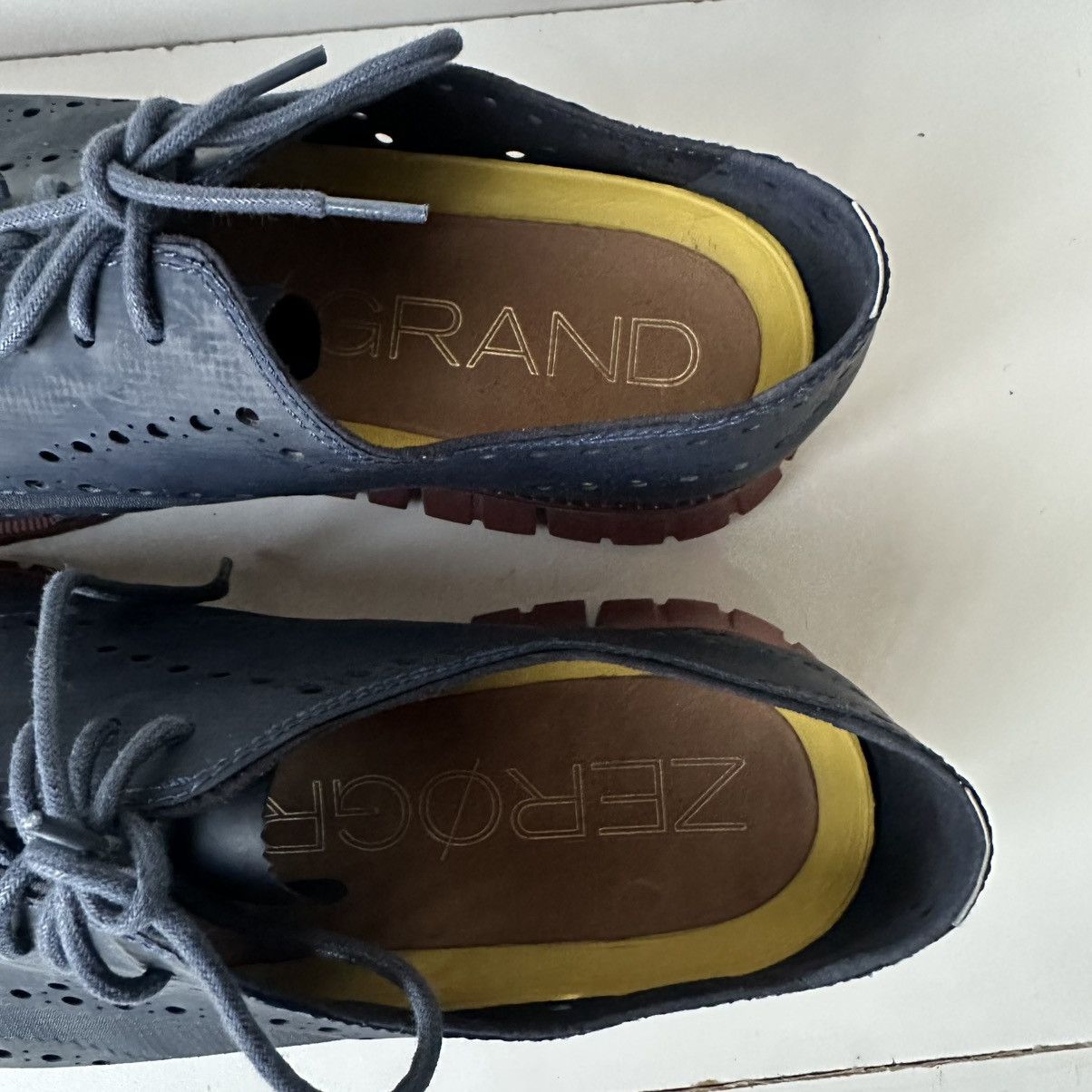 Cole Haan Cole Haan Zerogrand Men's 13 Navy Blue Leather Oxfords Size US 13 / EU 46 - 5 Thumbnail