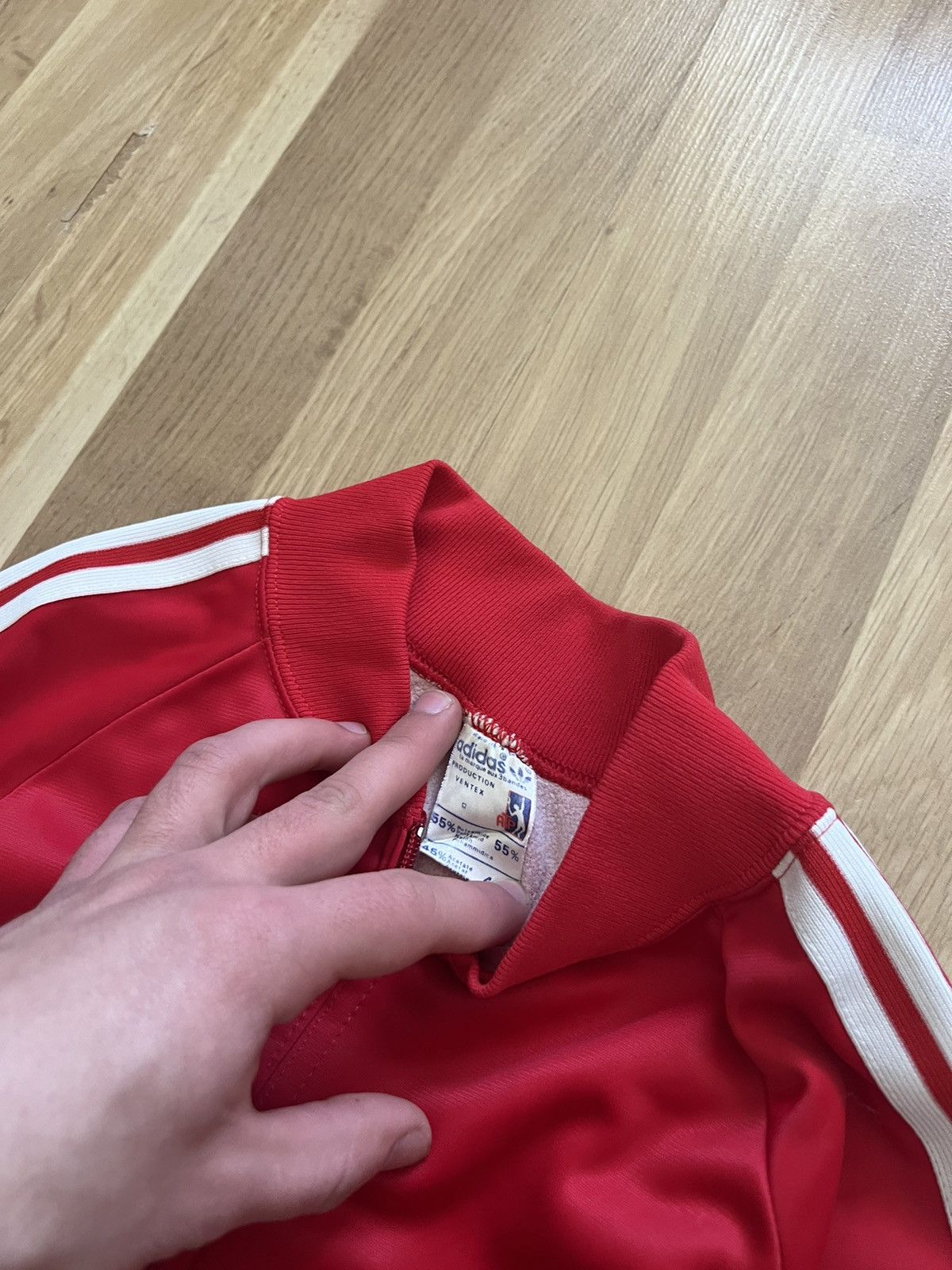 Adidas × Vintage Vintage 70s 80s Adidas Spell Out Striped Track Jacket red Size US S / EU 44-46 / 1 - 5 Thumbnail