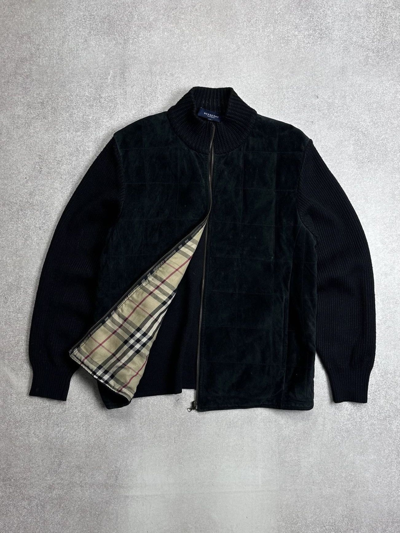 Burberry Vintage Burberry Knit Sleeve Velour Jacket Rare XL Mens Size US XL / EU 56 / 4 - 1 Thumbnail
