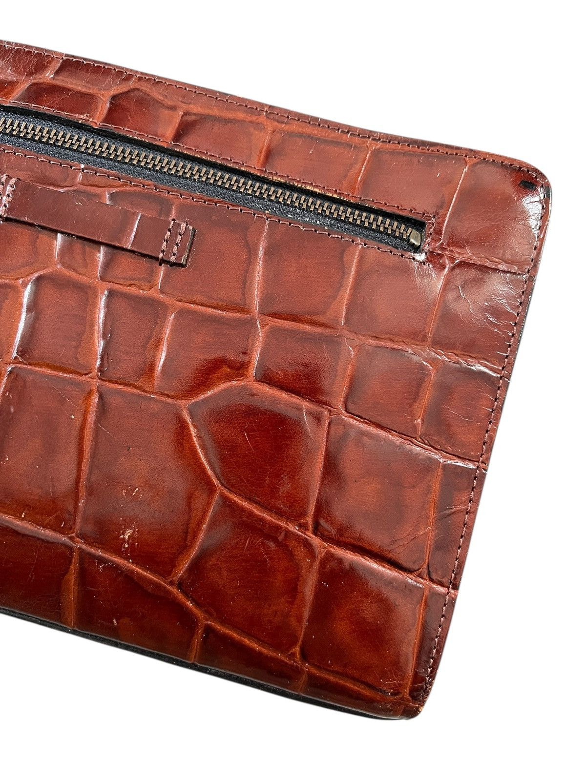 Jean Paul Gaultier 1990s JPG Homme Croc Pattern Leather Clutch Bag Size ONE SIZE - 8 Thumbnail