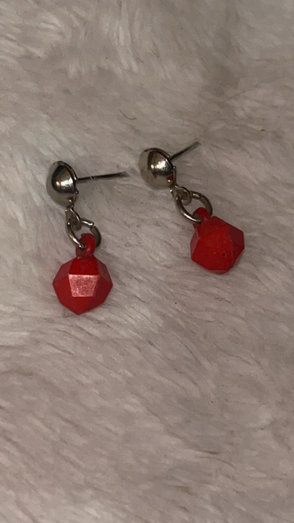 The Unbranded Brand Women's Unbranded Red Silver Drop Earrings One Size Size ONE SIZE - 2 Thumbnail