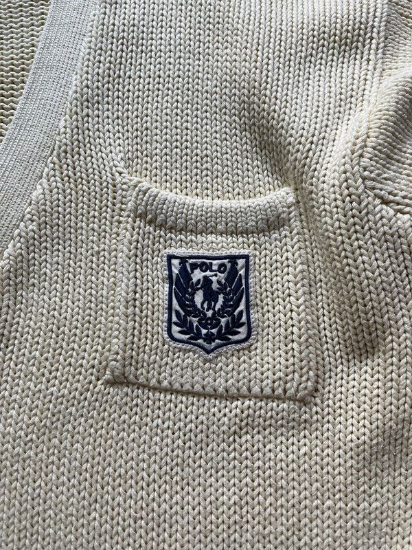 Polo Ralph Lauren OG Polo Ralph Lauren White UNI Cardigan Cream 1990’s Sz L Size US L / EU 52-54 / 3 - 3 Thumbnail