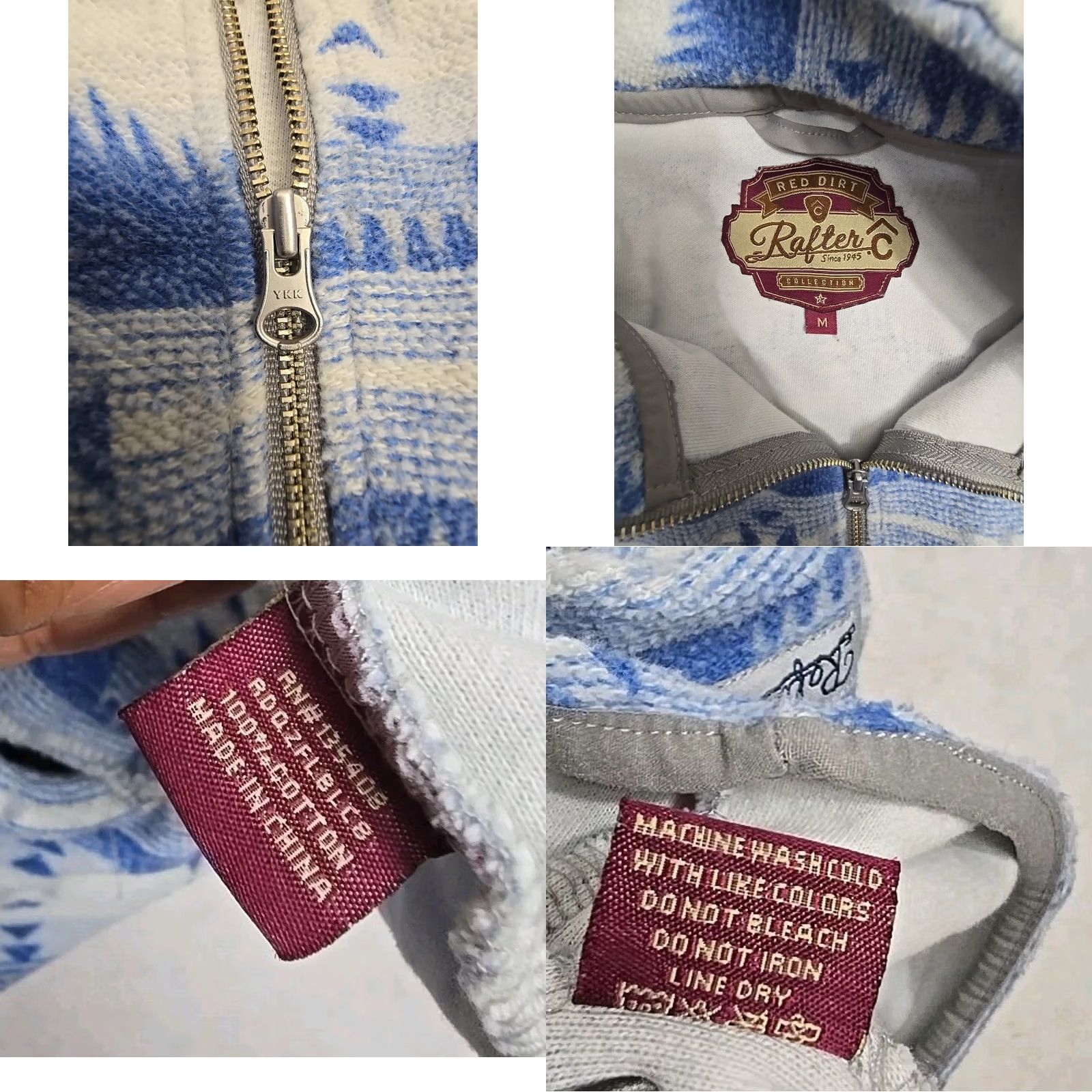 Vintage VINTAGE Rafter C Aztec Sweatshirt Mens Medium Blue Dirt Pullover 1/4 Zip Western Fleece Size US M / EU 48-50 / 2 - 8 Thumbnail