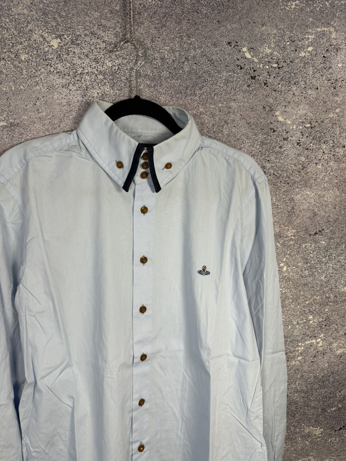 Vintage × Vivienne Westwood Blue Vivienne Westwood 3 Button Krall Shirt Orb Embroidery Size US XL / EU 56 / 4 - 3 Thumbnail