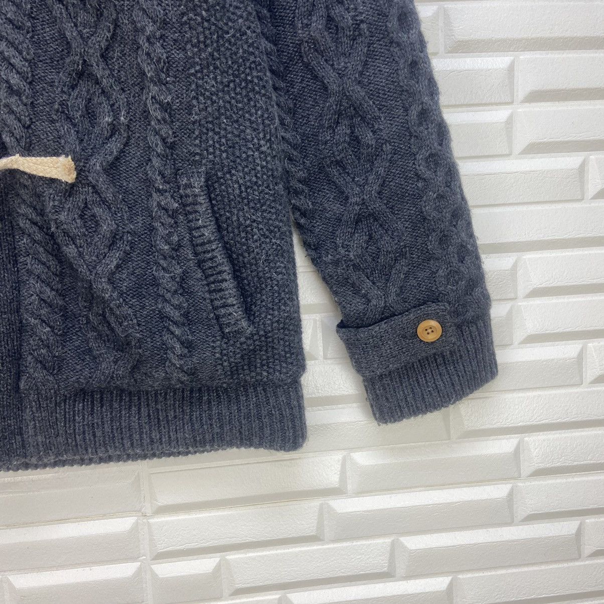 Japanese Brand Green Label Relaxing United Arrows Cable Knit Duffle Coat Size US S / EU 44-46 / 1 - 14 Thumbnail
