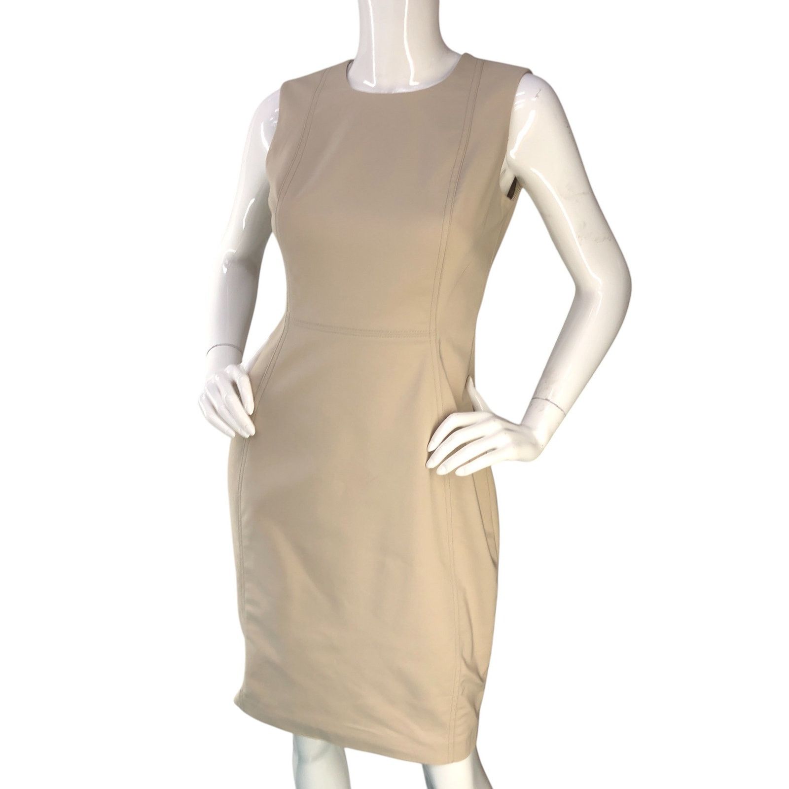 Calvin Klein Calvin Klein Size 4 Dress Sheath Sleeveless Stretch Khaki Size S / US 4 / IT 40 - 1 Thumbnail