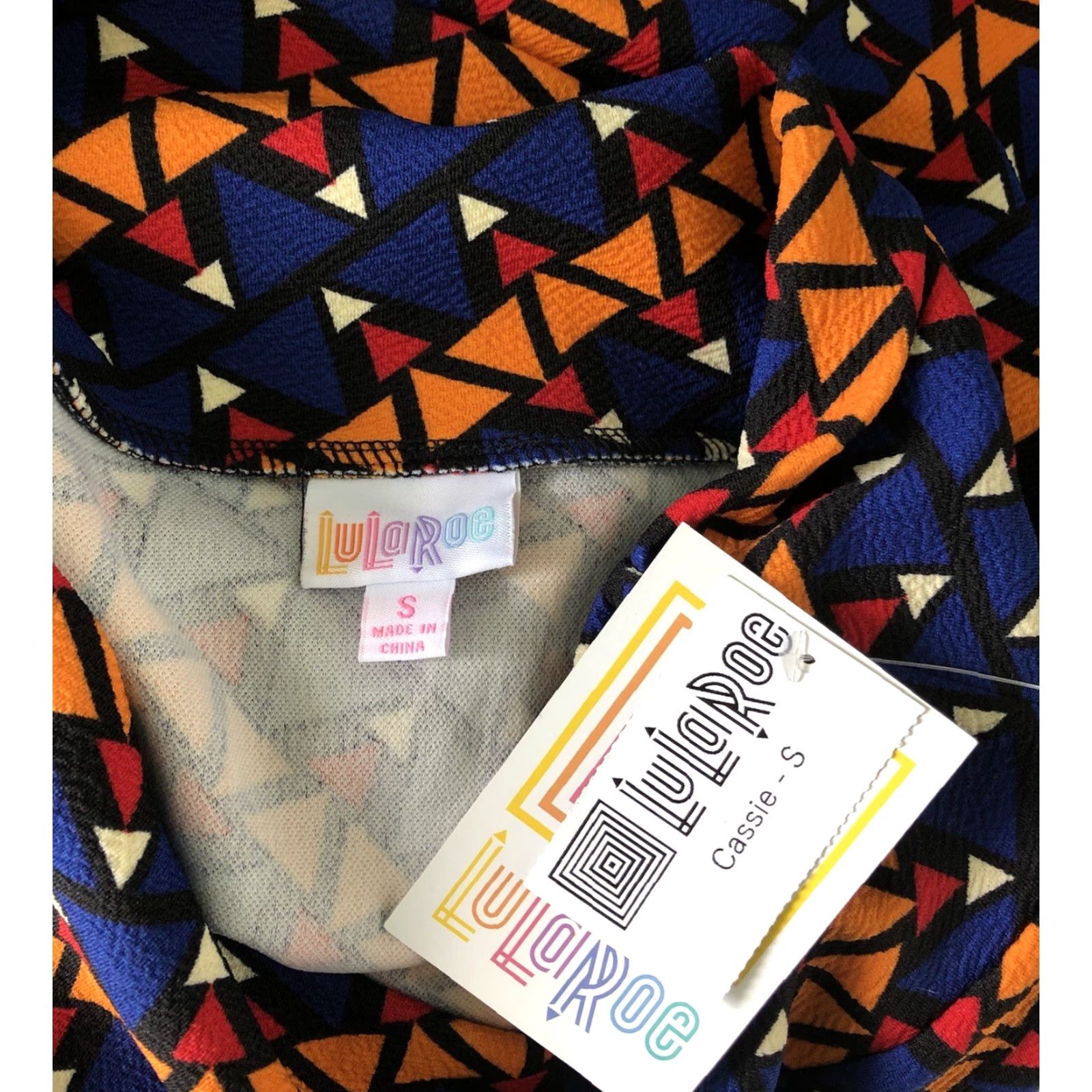 Vintage LuLaRoe Skirt S Blue/Orange Mod Geo Knee Length Vintage No, LuLaRoe Size 28" / US 6 / IT 42 - 3 Thumbnail