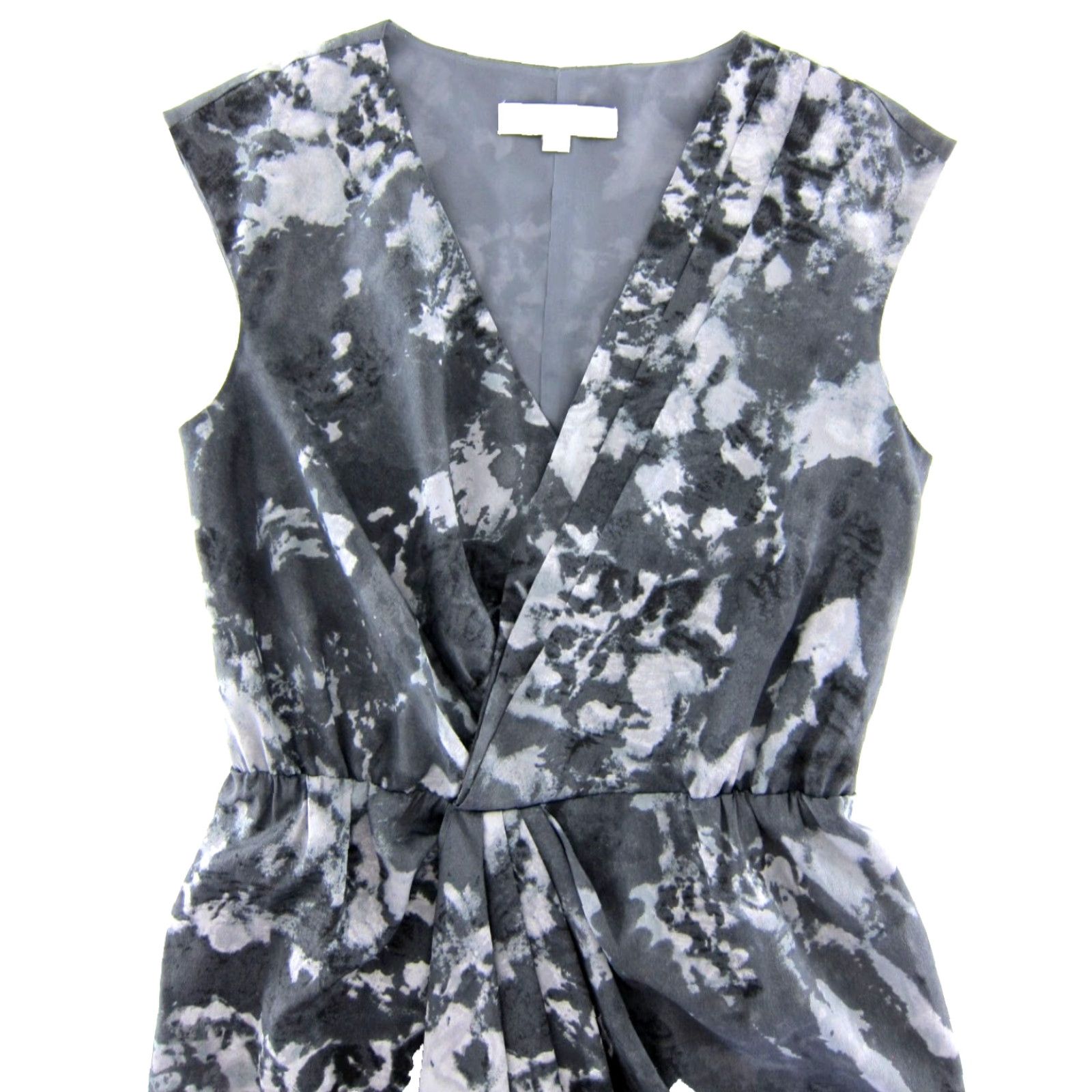Ann Taylor Ann Taylor Loft Grey Camouflage Cap Sleeve V-Neck Sheath Dress Women Size 4 Size S / US 4 / IT 40 - 3 Thumbnail
