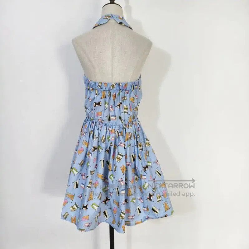 Miu Miu Miu Miu Light Blue Cotton Summer Dress . Size L / US 10 / IT 46 - 4 Thumbnail