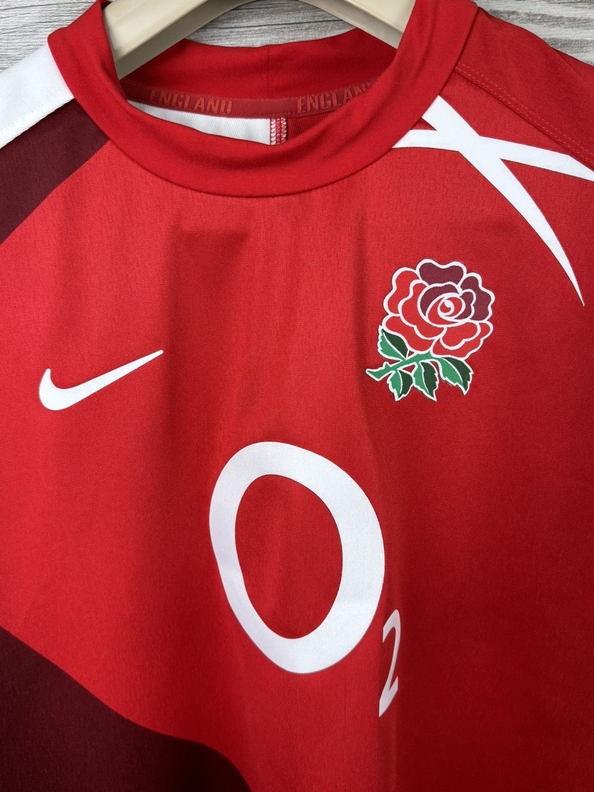 Nike NIKE ENGLAND 🏴󠁧󠁢󠁥󠁮󠁧󠁿 RUGBY 🏉 JERSEY Y2K DRILL STYLE SIZE L Size US L / EU 52-54 / 3 - 9 Thumbnail