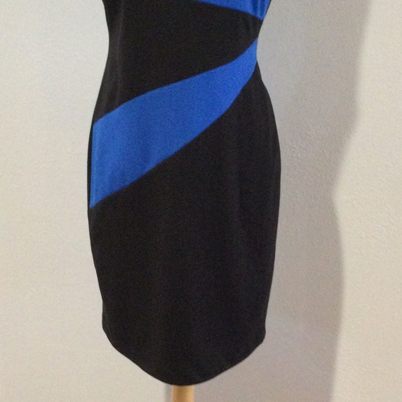 Calvin Klein Calvin Klein Black & Blue Sleeveless Zipper Pencil Dress 8 Size M / US 6-8 / IT 42-44 - 3 Thumbnail