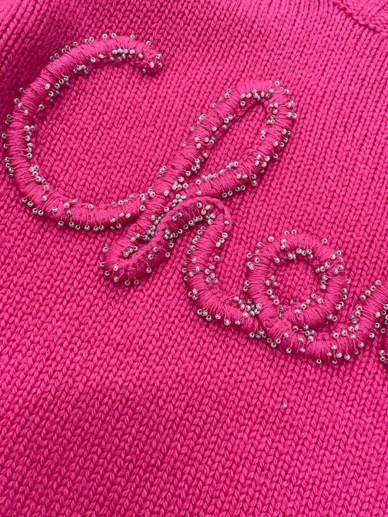 Chanel Chanel Pink letter pearl knitted sweater Size XS / US 0-2 / IT 36-38 - 3 Thumbnail