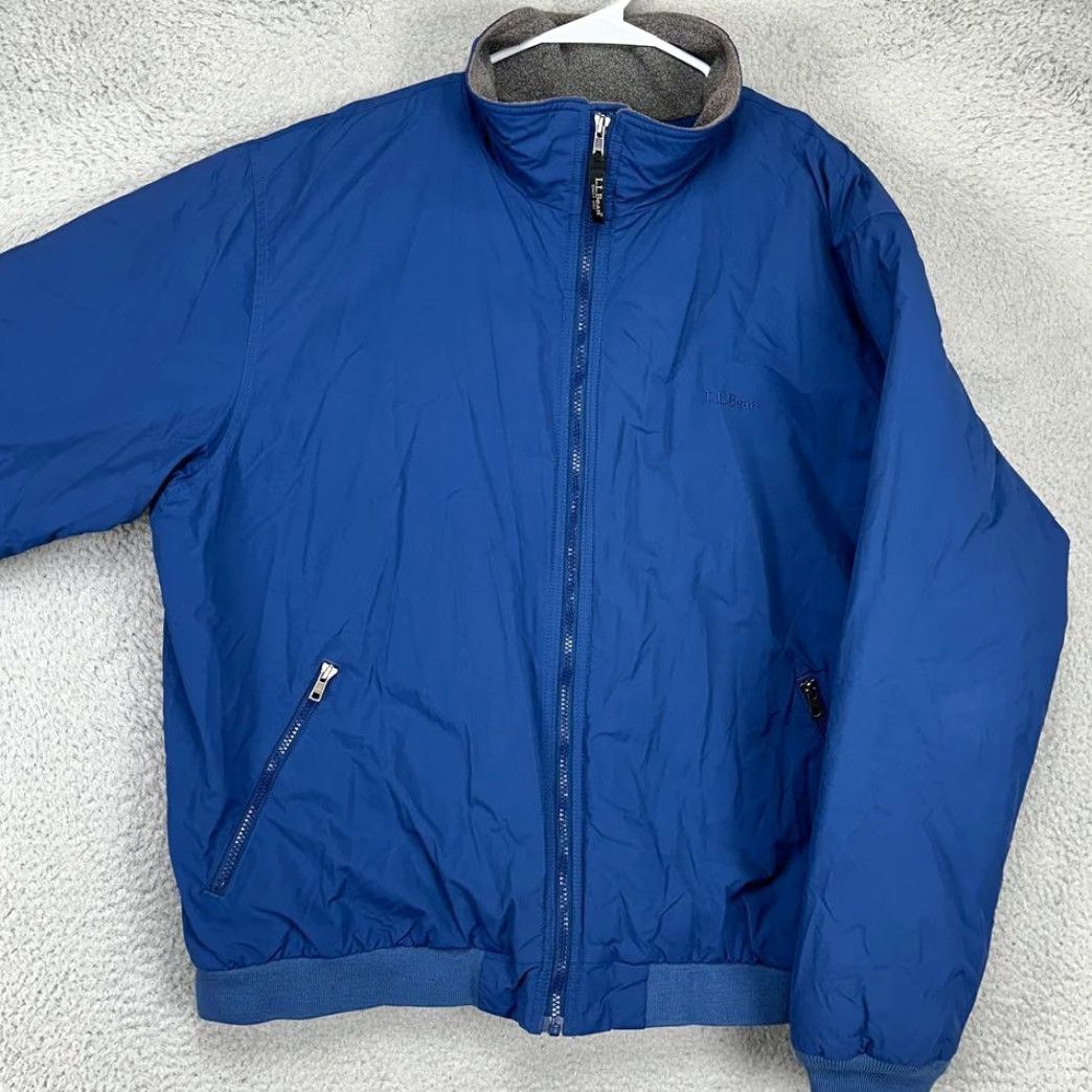 Vintage L.L. Bean Full Zip Jacket Mens 2XL Blue Nylon Fleece Lined Long Sleeve Pocket Size US XXL / EU 58 / 5 - 2 Thumbnail
