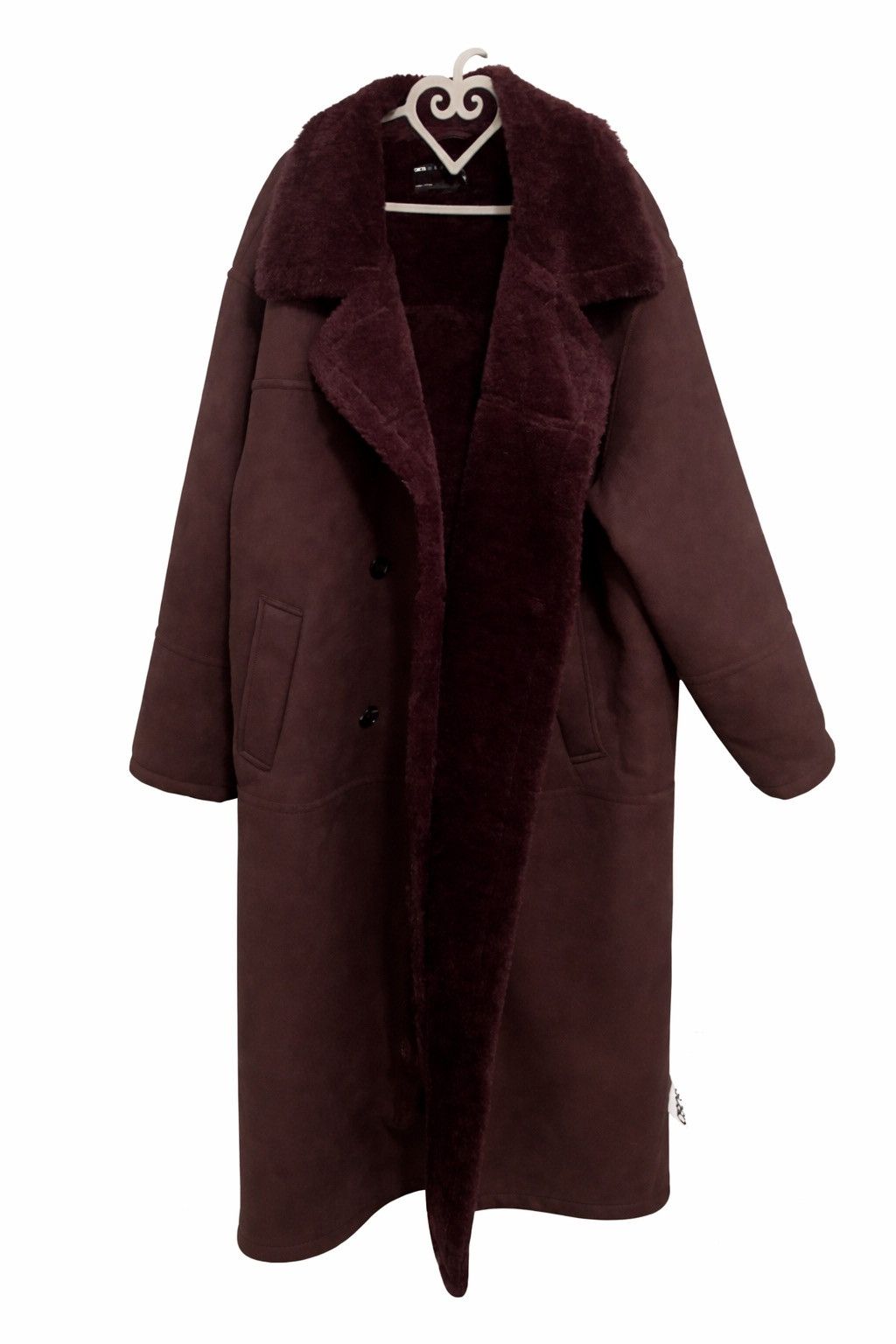 Asos ASOS Burgundy Shearling Long Overcoat Size Fits XXL-XXXL Size US XXL / EU 58 / 5 - 1 Preview