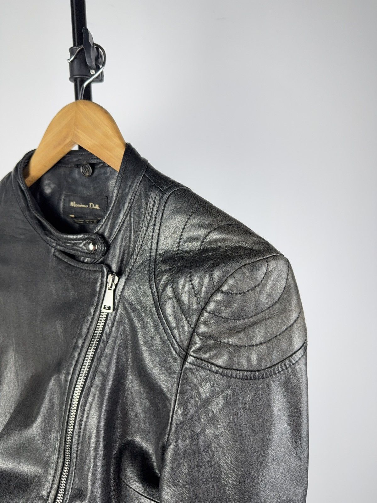 Massimo Dutti Vintage Genuine Leather MOTO BIKER Bomber Jacket Rock Punk Size L / US 10 / IT 46 - 23 Thumbnail