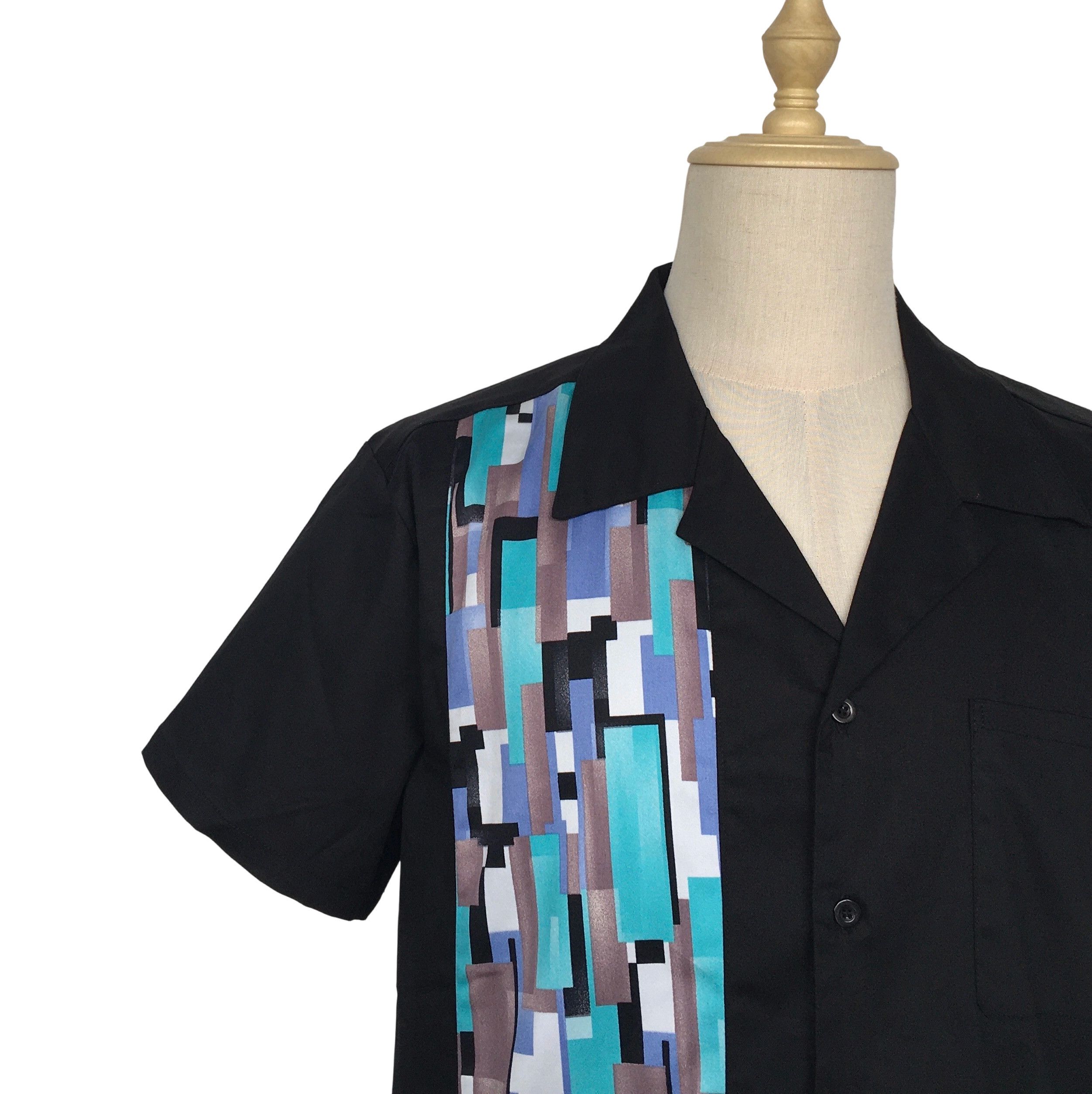 Other Black Contrast Mosaic Casual Summer Shirts Size US XL / EU 56 / 4 - 5 Thumbnail