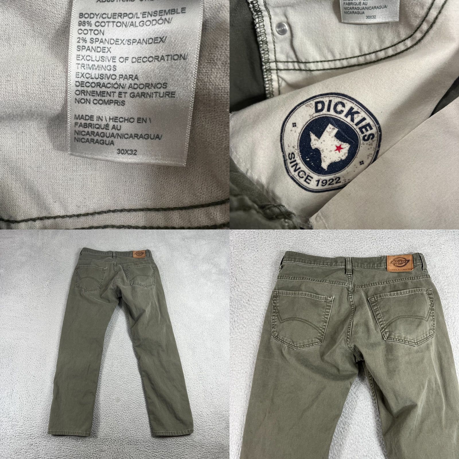Dickies Dickies Jeans Mens 32x29 Green Duck Canvas Work Fit Regular Straight Denim Pockets 90s Y2K Vintage No Size US 32 / EU 48 - 8 Thumbnail