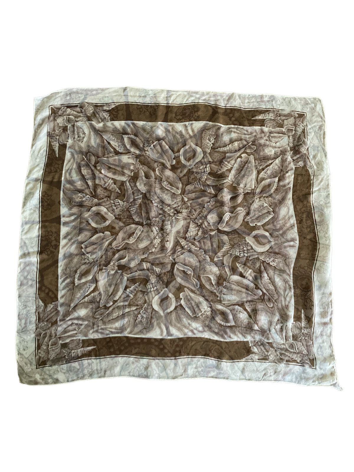 image of Sik Silk x Vintage Silk Scarf Abstract Sea Snail in Brown, Women's