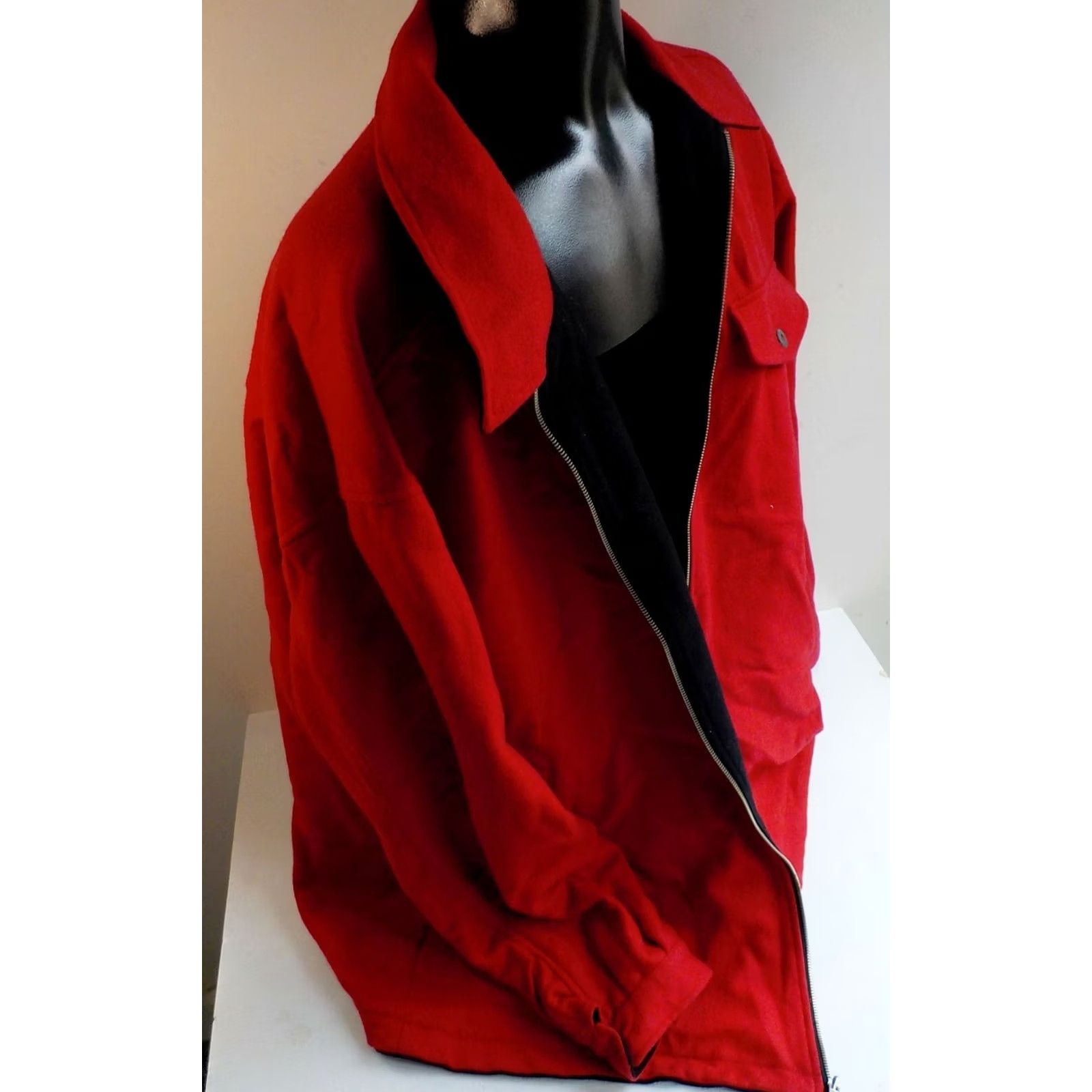 Marlboro Marlboro Mens Zipper Front Reversible Wool Blend Jacket Red/Black XXL Vintage Decade 1980s 2XL Casual Pockets on Both Sides Mens Size US XXL / EU 58 / 5 - 7 Thumbnail