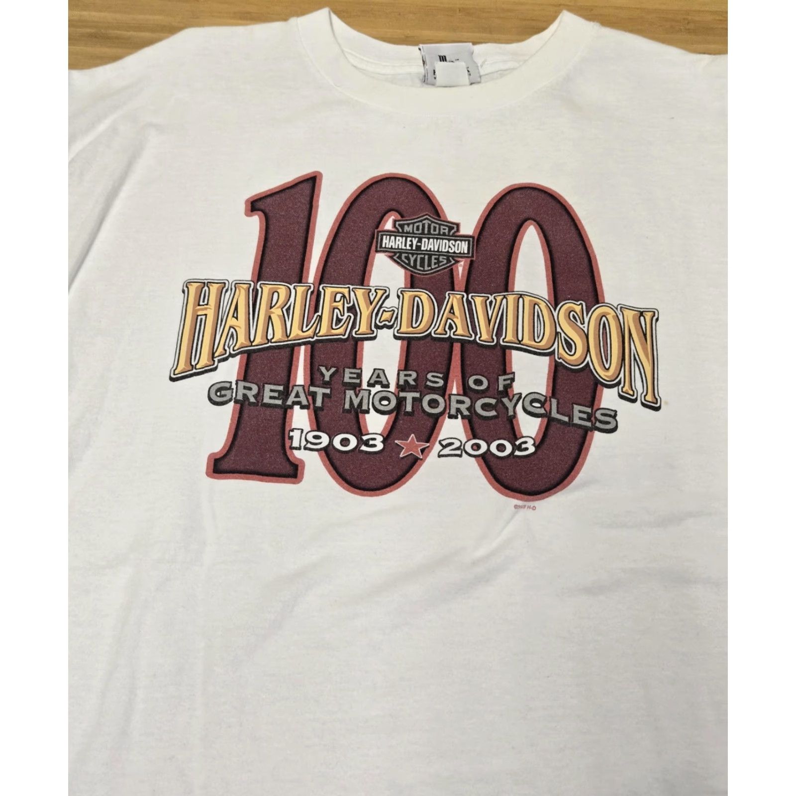 Harley Davidson VINTAGE Harley-Davidson Shirt Mens XL White 100th Anniversary Milwaukee USA 2003 Size US XL / EU 56 / 4 - 2 Thumbnail