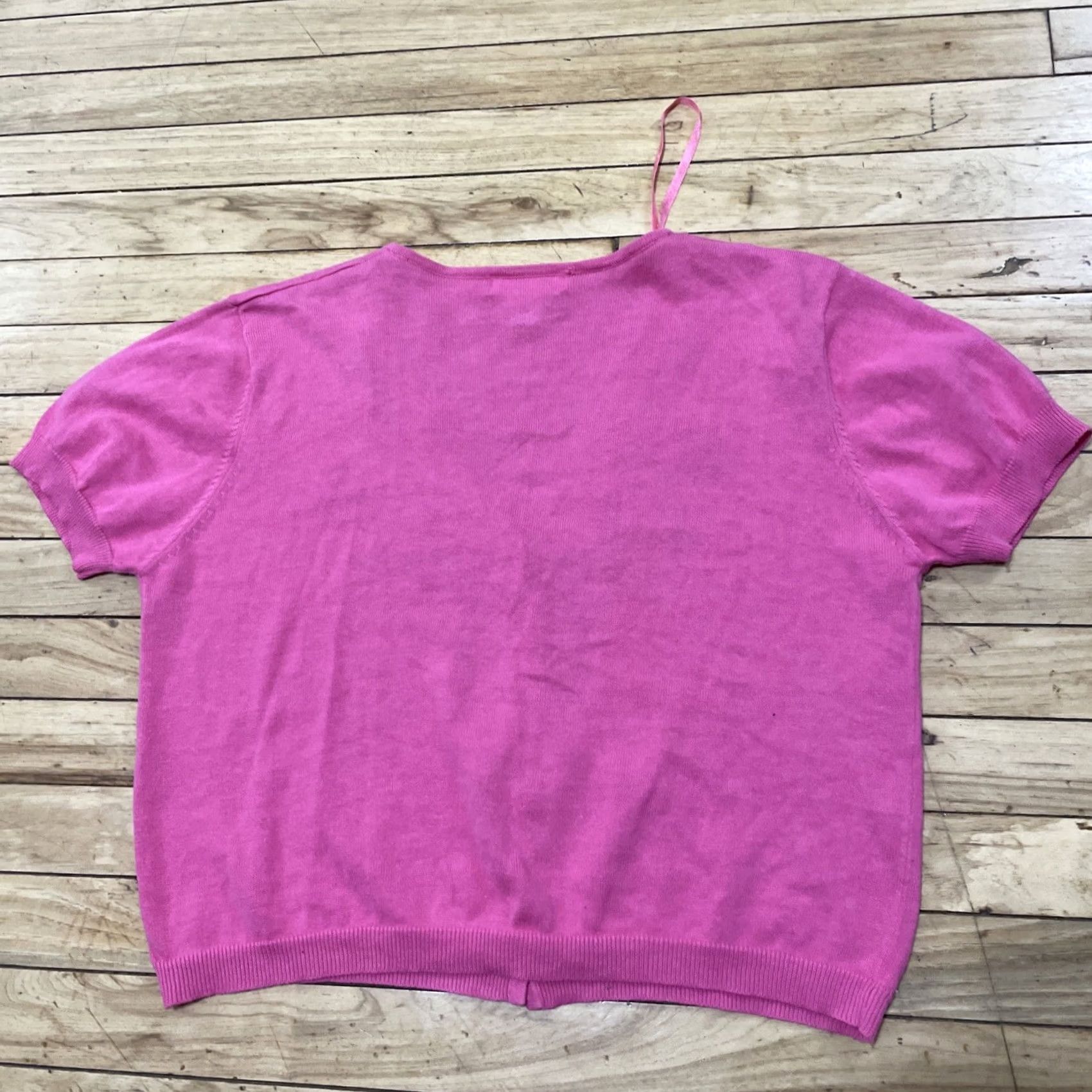 Vintage Nina Piccalino Vtg 90s Pink Cardigan Knit Shirt Women Slim 16 Y2k Beaded Floral Size XXL / US 16-18 / IT 52-54 - 2 Thumbnail