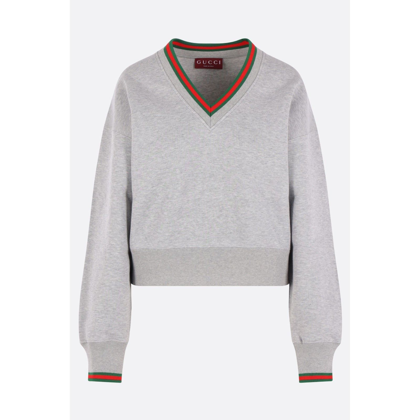 Gucci GUCCI Grey Jersey Web Sweatshirt New & Authentic (Men's size Size M / US 6-8 / IT 42-44 - 1 Thumbnail