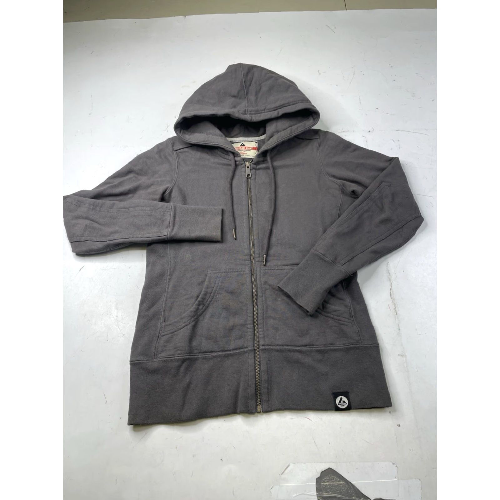 Vintage American Giant Full Zip Hoodie Women XS Gray Heavyweight Cotton Logo Zipper Outdoor Workwear USA Womens Size XS / US 0-2 / IT 36-38 - 2 Thumbnail
