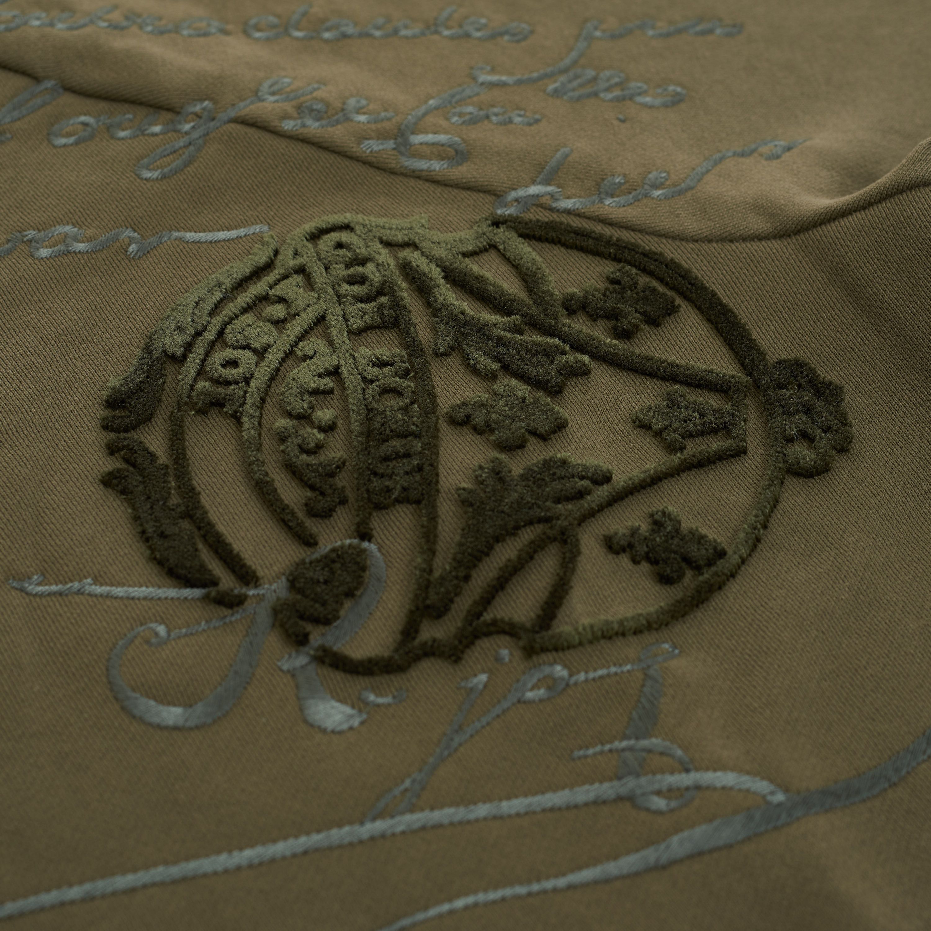 Berluti Embroidered Scritto Sweatshirt In Khaki Green Cotton Size US M / EU 48-50 / 2 - 10 Thumbnail