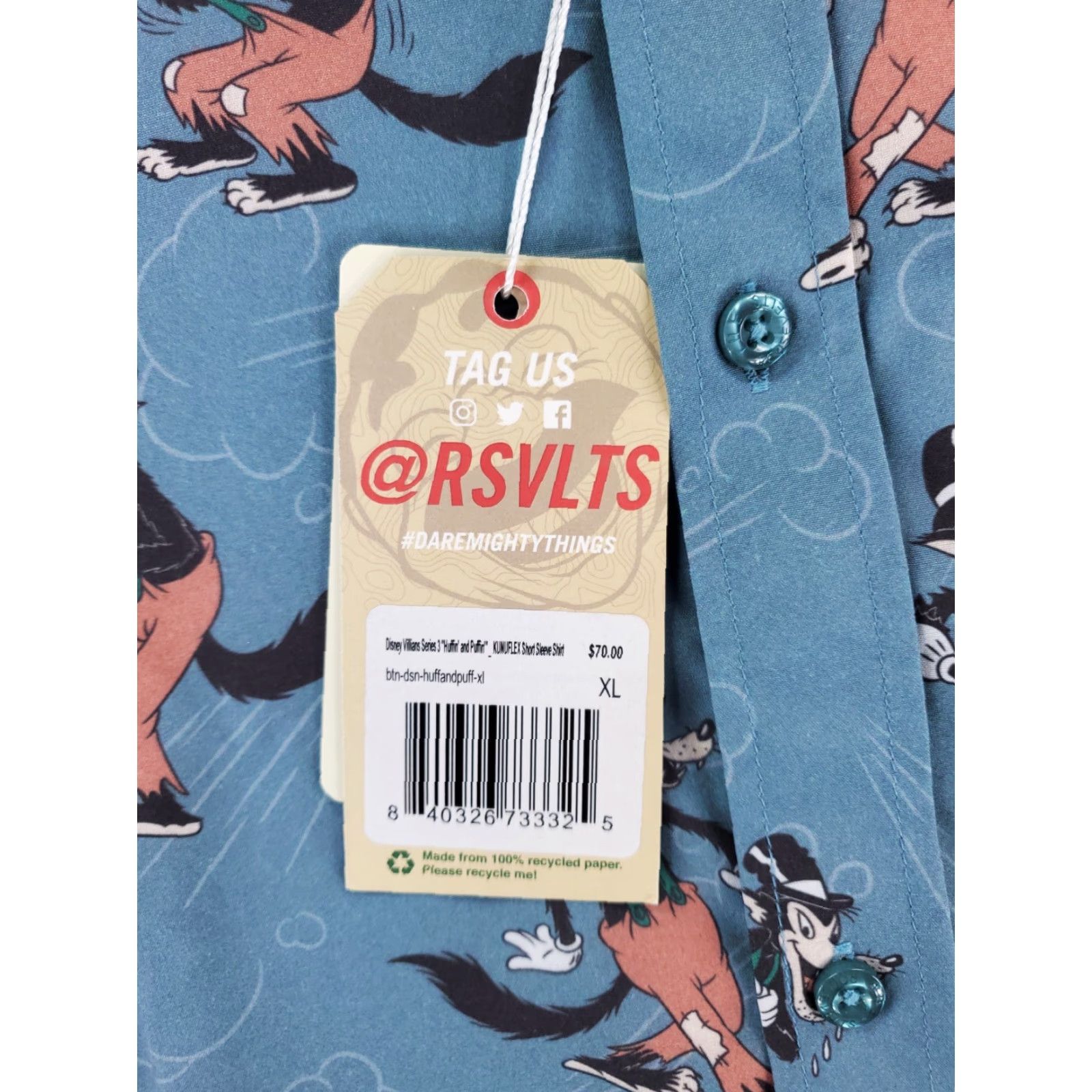 Disney RSVLTS Disney Villains Series 3 Huff'n and Puff'n Button Down Shirt Mens XL NWT Multicolor Shirt Size US XL / EU 56 / 4 - 2 Thumbnail