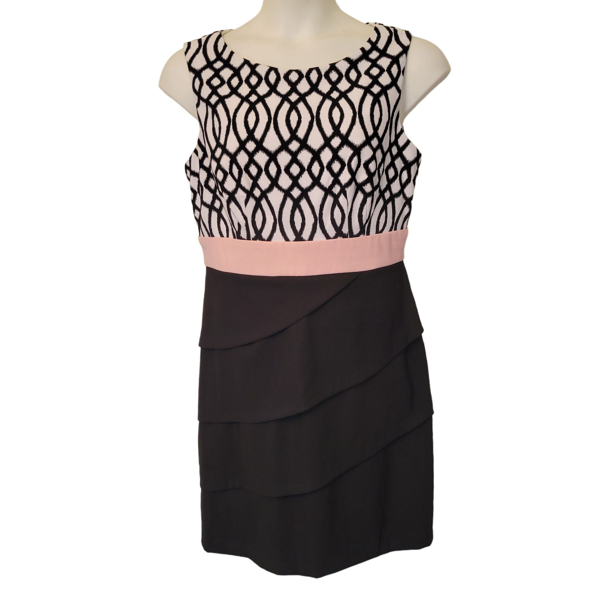 Vintage Connected Apparel Sleeveless Black White Geometric Dress Pin Size XL / US 12-14 / IT 48-50 - 1 Thumbnail