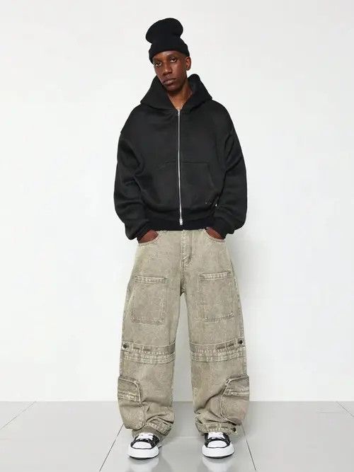 Japanese Brand × Vintage Cargo Baggy Vintage 90s Jeans Denim Size US 35 - 2 Thumbnail