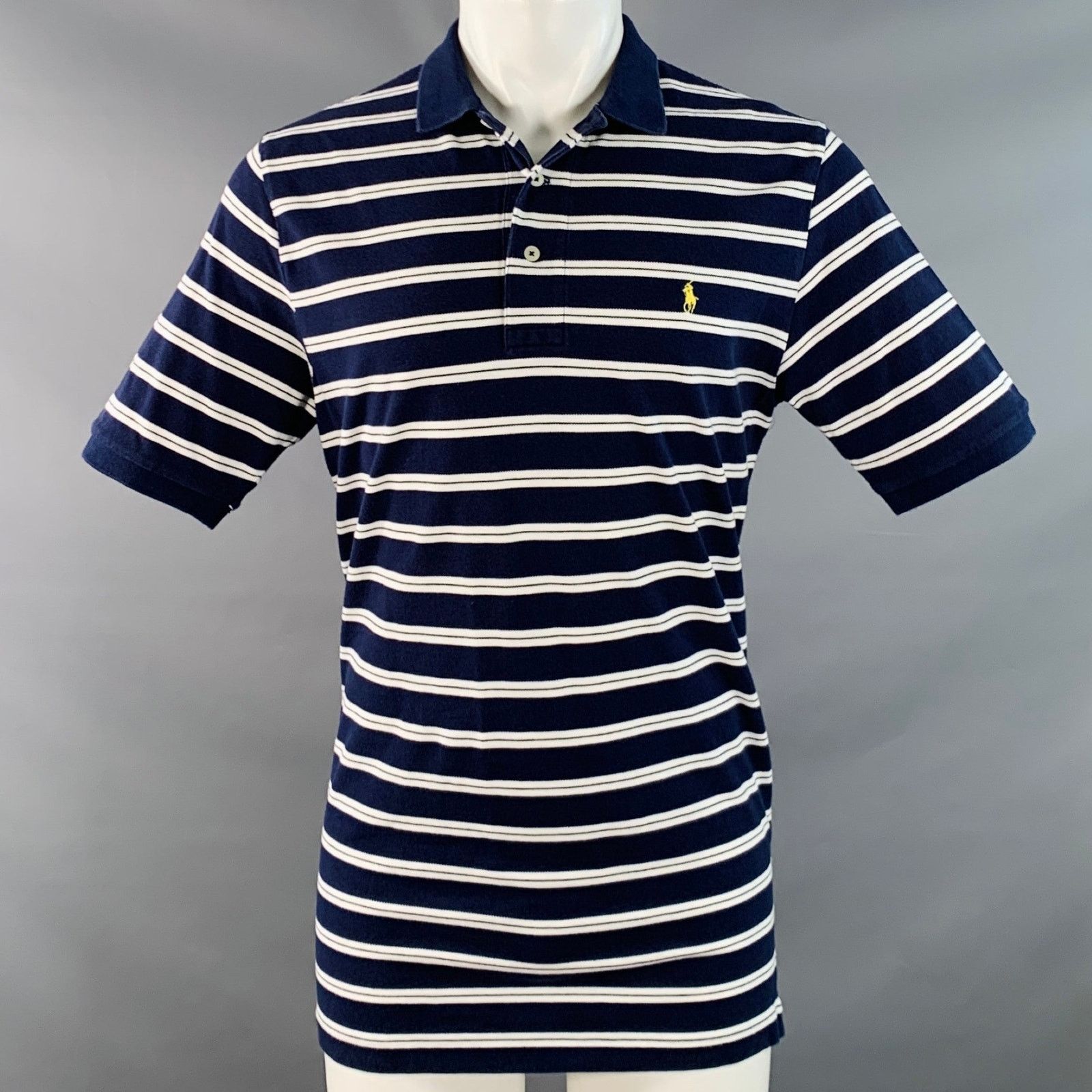 POLO by RALPH LAUREN Size M Navy White Stripe Cotton Polo