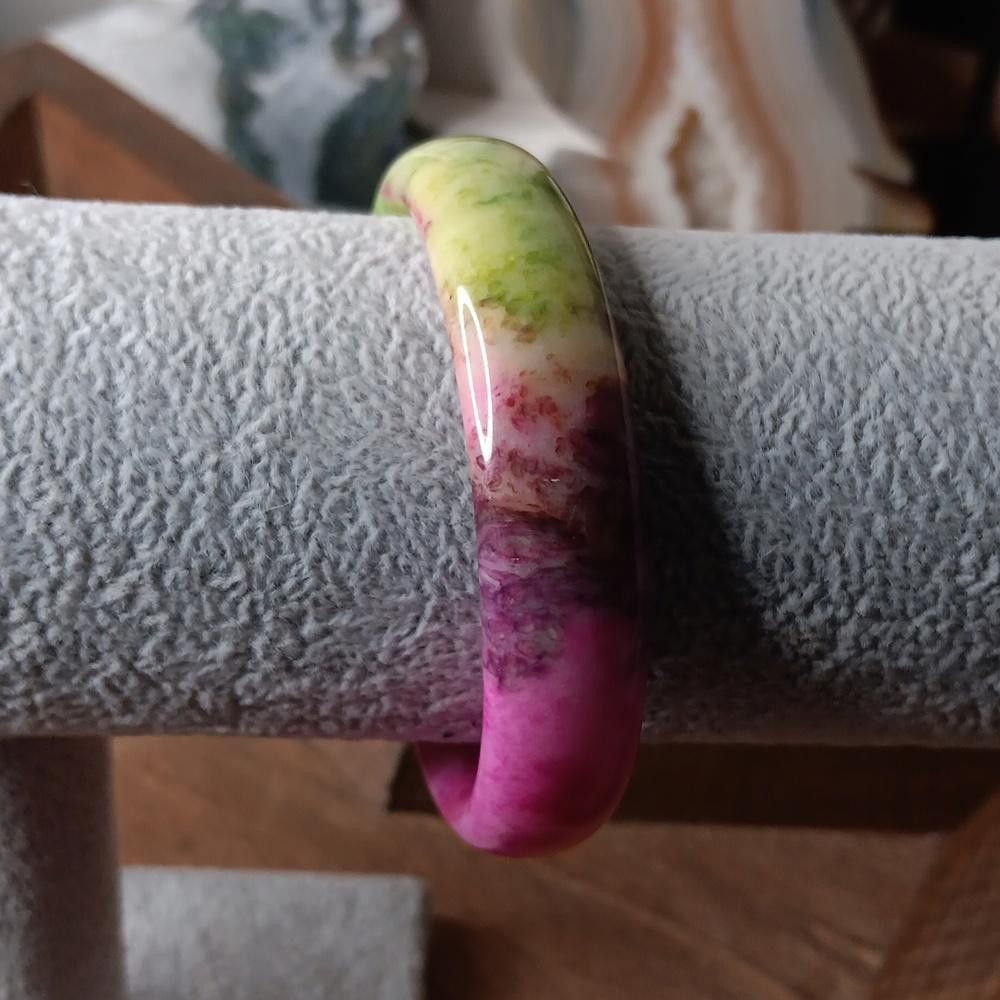 Designer Genuine Peacock Jade Bangle Bracelet Size ONE SIZE - 1 Thumbnail