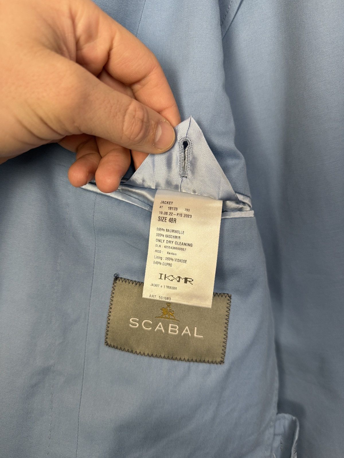 SCABAL Scabal Navy Wool Cashmere Suit Blazer jacket trousers pants Size 48R - 11 Thumbnail