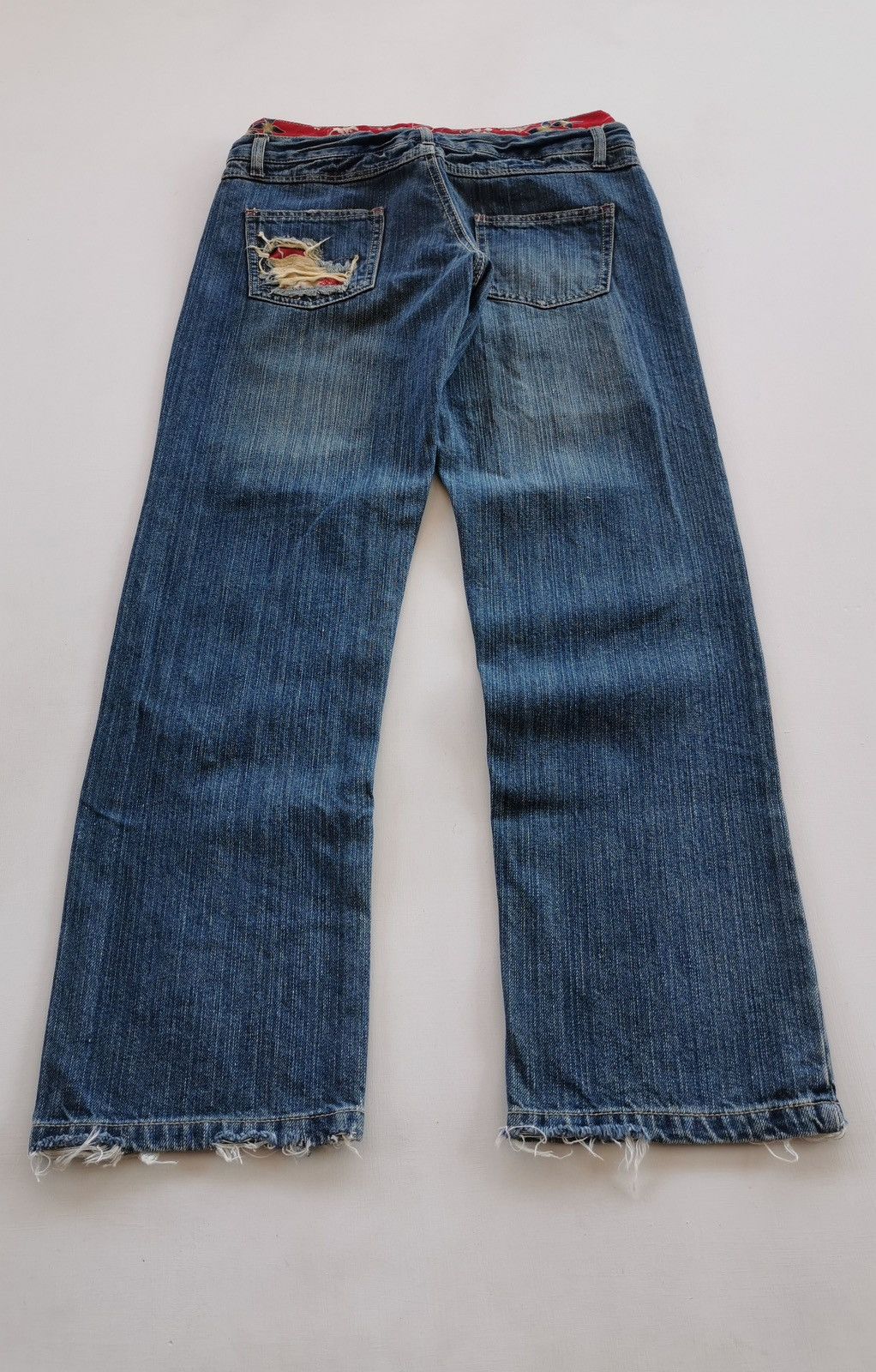 Japanese Brand Unbrand Double Waist Red Flowers Denim Jeans Size US 30 / EU 46 - 7 Thumbnail