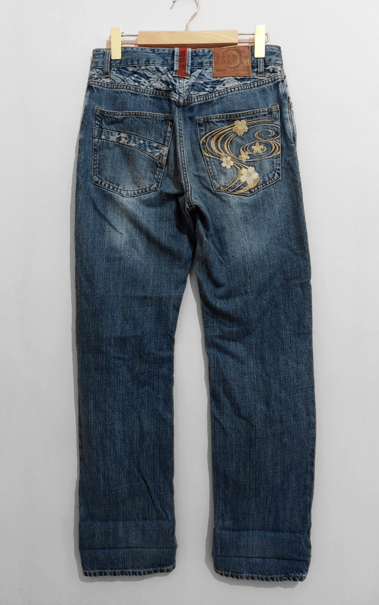 image of Vintage Karakuri Tamashi Sukajan Embroidered Denim in Blue Denim, Men's (Size 30)