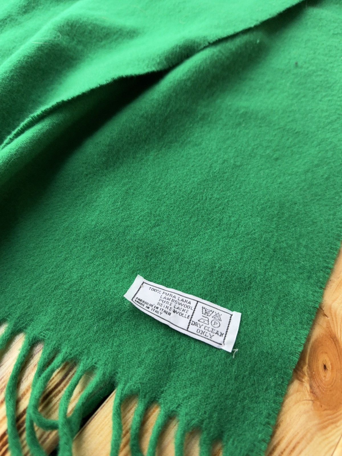 Vintage 90s Luxury Vintage Italian Wool Scarf Green Minimal Luxury Size ONE SIZE - 7 Thumbnail