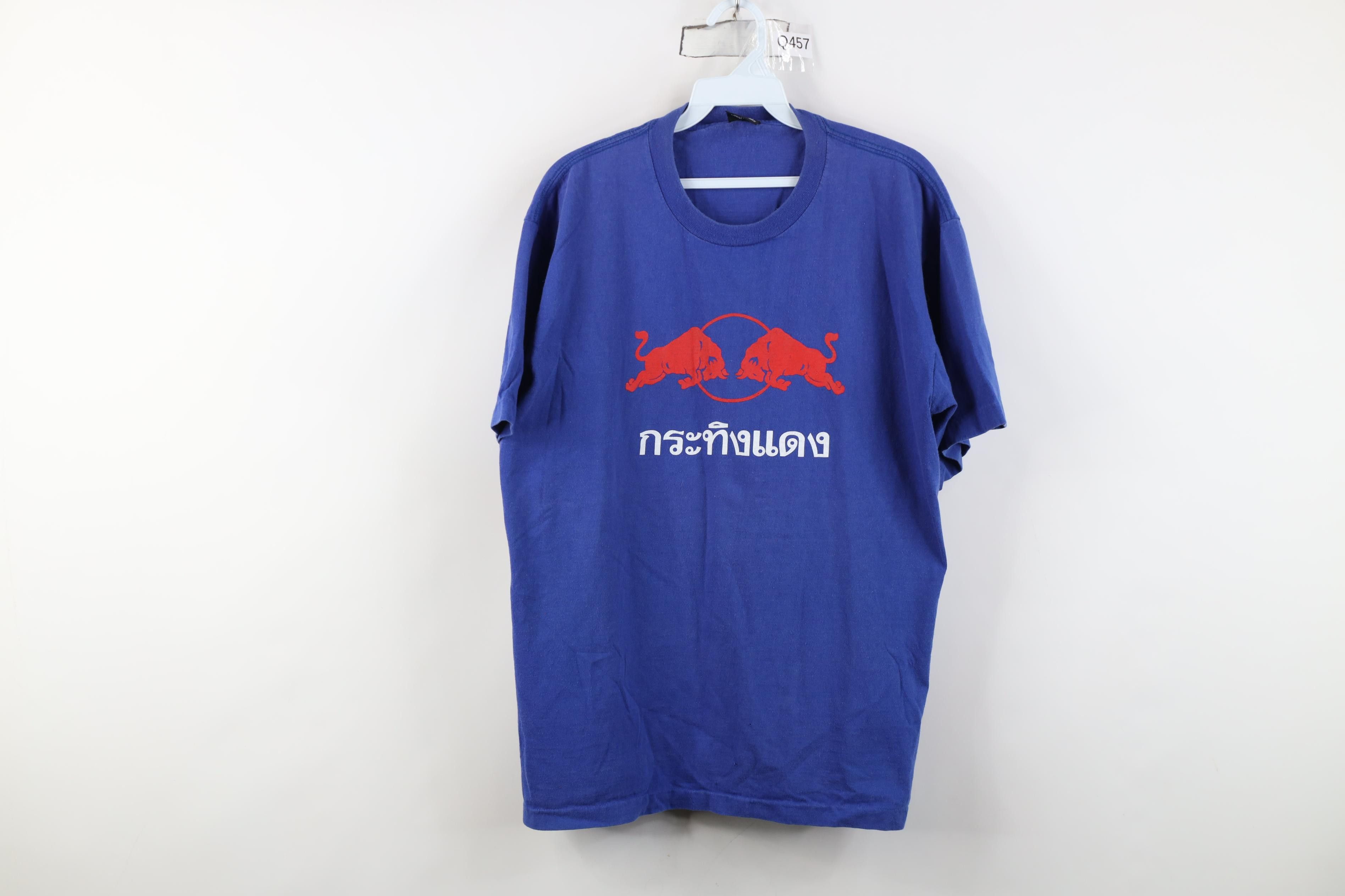Vintage Vintage 90s Red Bull Energy Drink Thailand Thai T-Shirt Blue Size US L / EU 52-54 / 3 - 1 Thumbnail