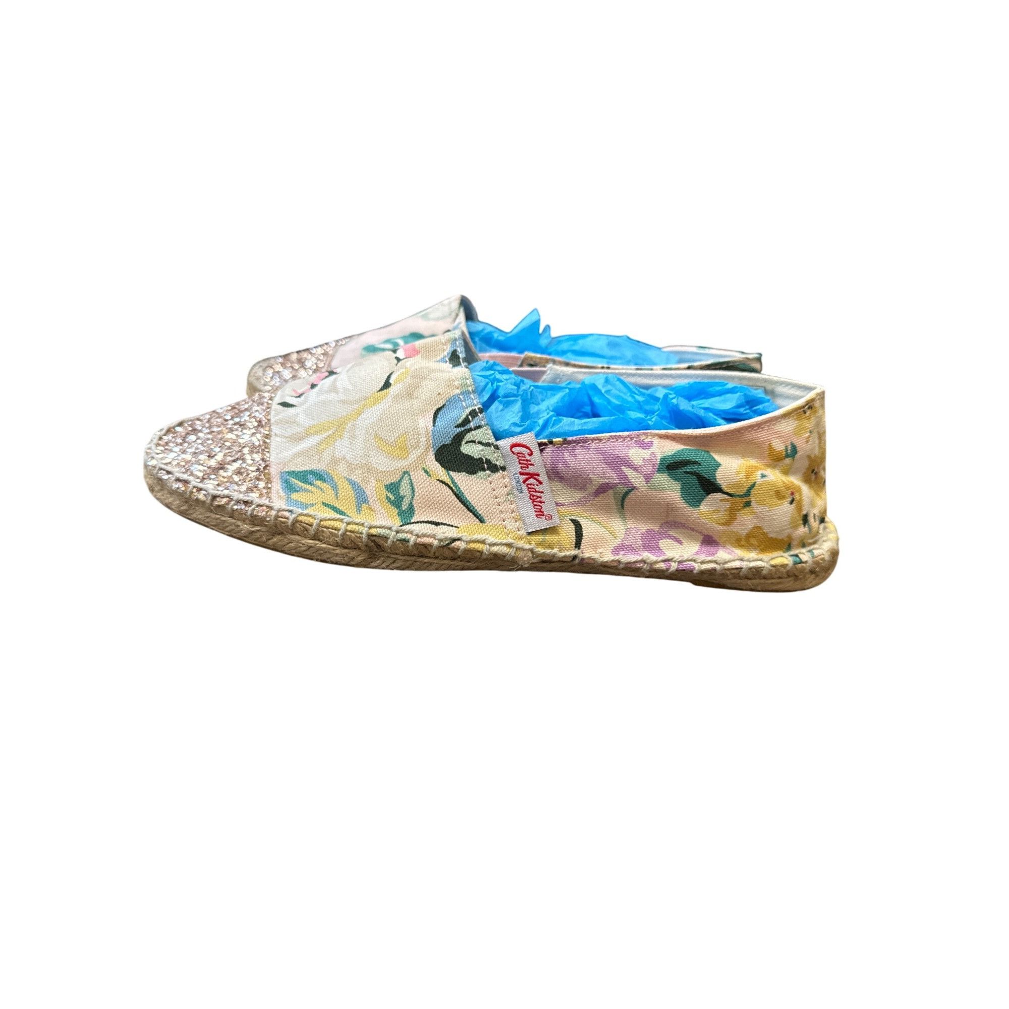 Designer Cath Kidston Womens Floral Glitter Espadrilles Size 7 Size US 7 / IT 37 - 6 Thumbnail