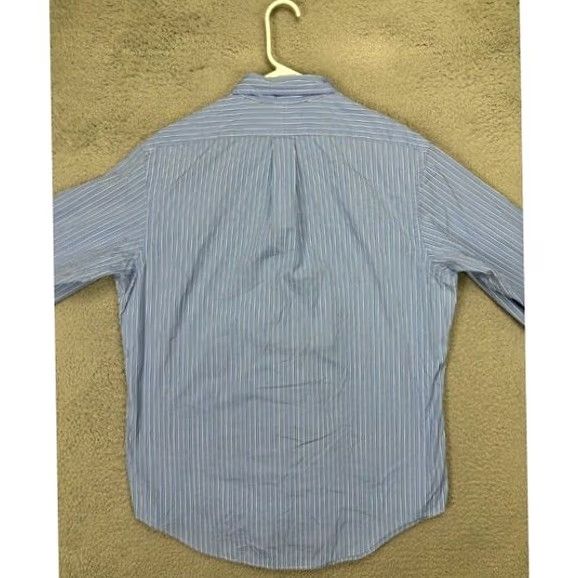 Ralph Lauren Ralph Lauren Shirt Men 16.5 42 Blue Double Striped Dress Pony Custom Button Down Shirt Mens Regular Size 16.5 42 Blue Striped Dress Shirt VINTAGE? Size 46R - 2 Thumbnail