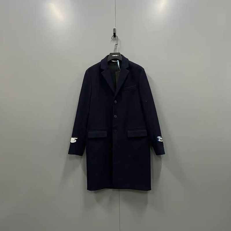 Valentino Valentino Men's Navy Long Coat for Spring 0089 Size US M / EU 48-50 / 2 - 1 Thumbnail