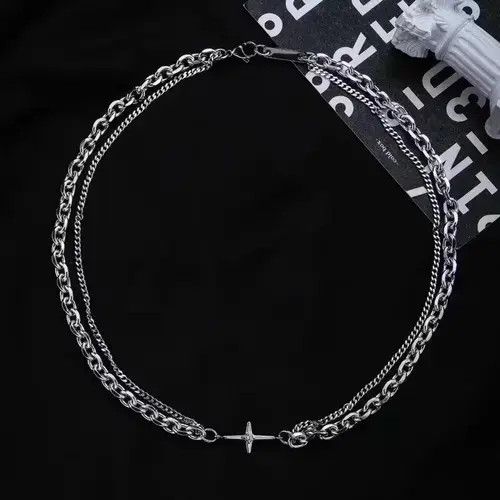 Other 💥Chrome Silver Cross Goth God Pendant Necklace Size ONE SIZE - 4 Thumbnail